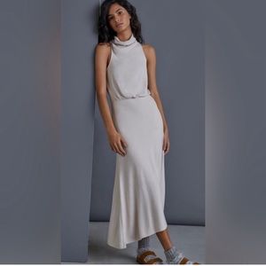 Anthropologie Ivory Cowl Neck Sleeveless Dress, M